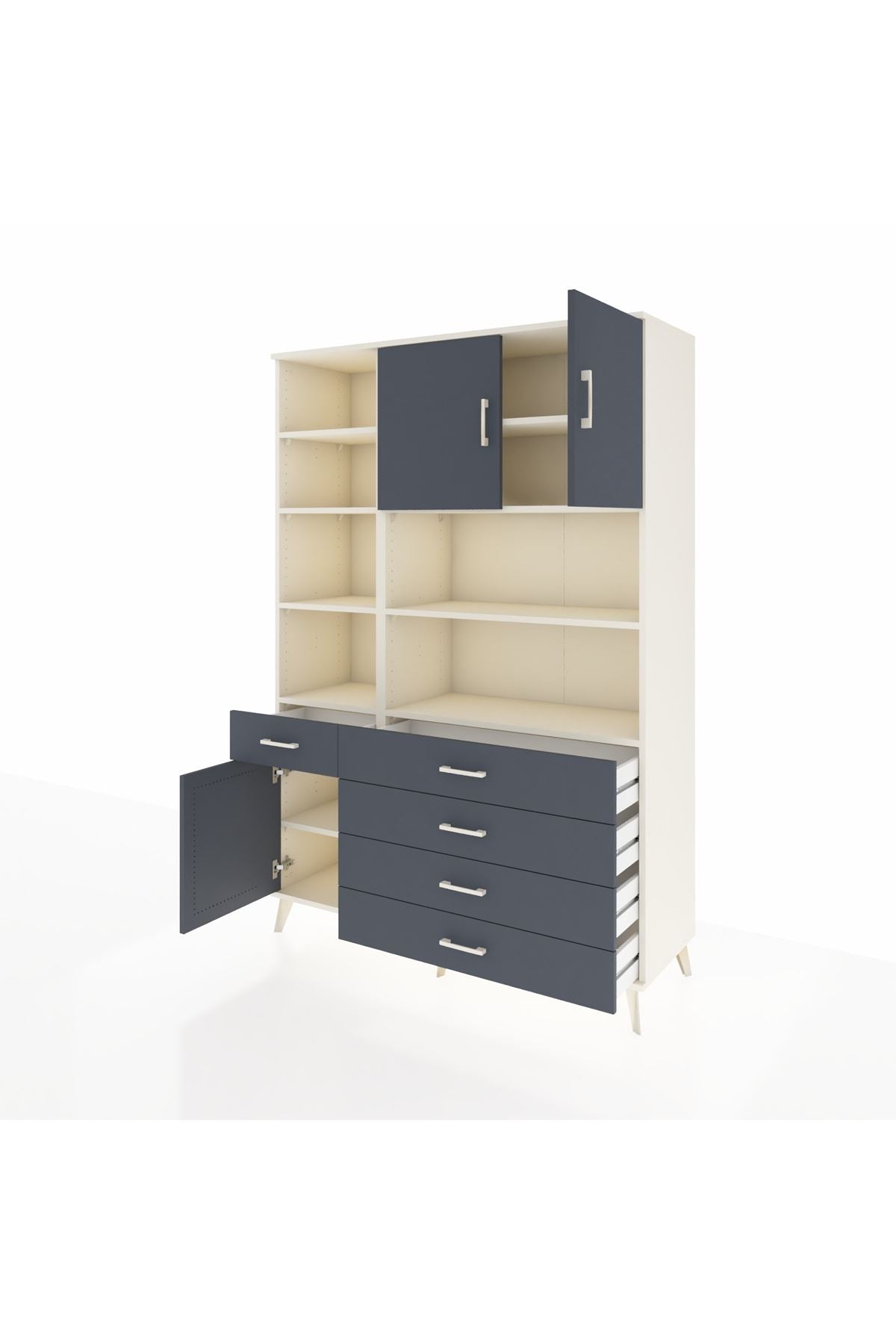 Hyperion Dolap 9 Raflı 5 Çekmeceli 3 Kapaklı 132x44x195 Aytaşı-Antrasit/Antrasit