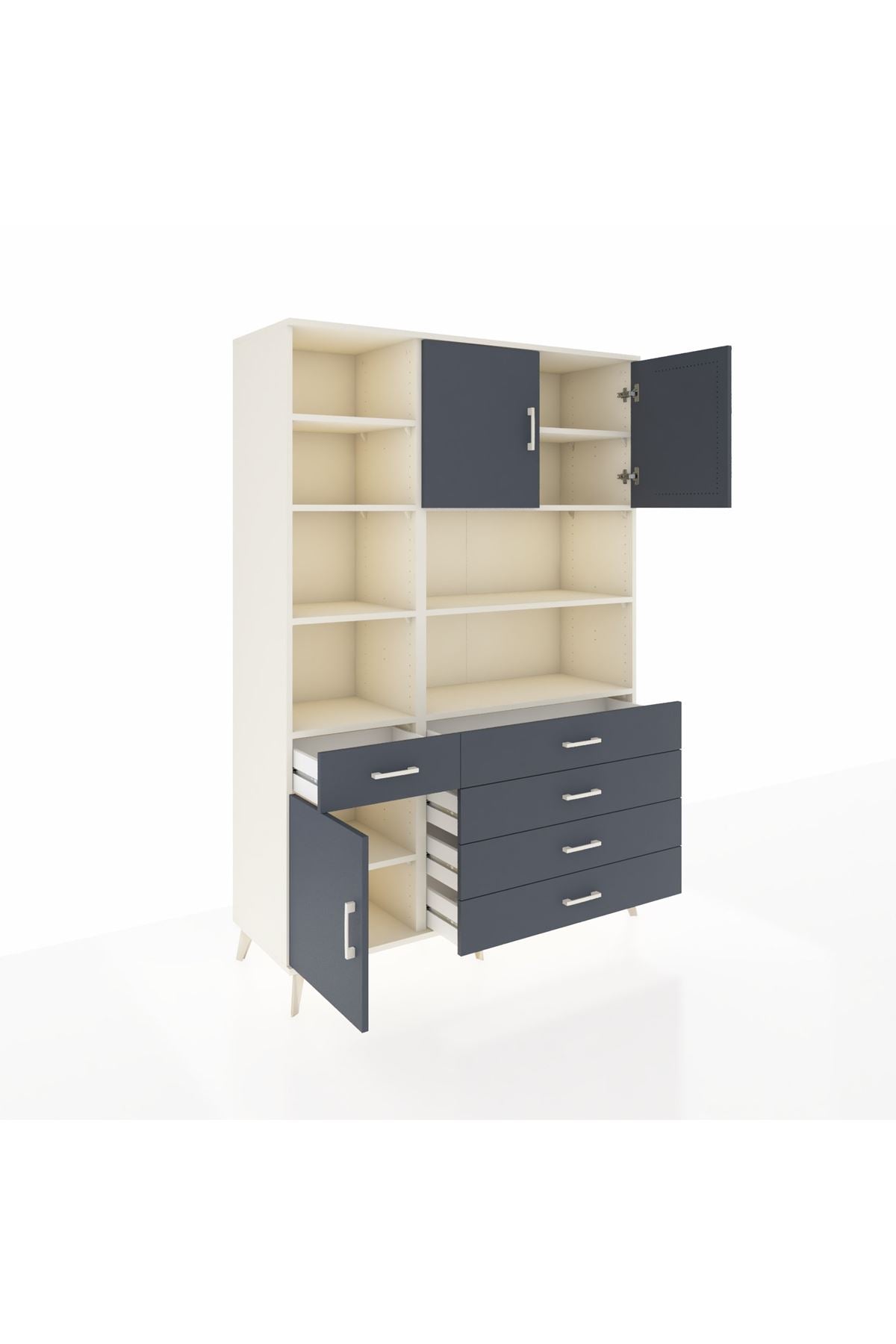 Hyperion Dolap 9 Raflı 5 Çekmeceli 3 Kapaklı 132x44x195 Aytaşı-Antrasit/Antrasit