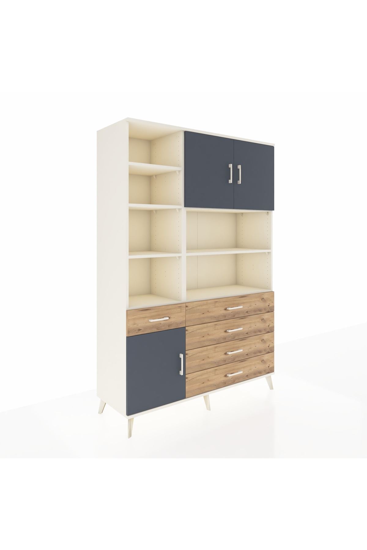 Hyperion Dolap 9 Raflı 5 Çekmeceli 3 Kapaklı 132x44x195 Aytaşı-Antrasit/Çam