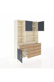 Hyperion Dolap 9 Raflı 5 Çekmeceli 3 Kapaklı 132x44x195 Aytaşı-Antrasit/Çam