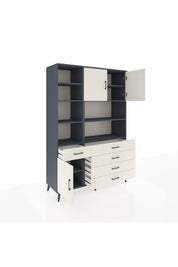 Hyperion Dolap 9 Raflı 5 Çekmeceli 3 Kapaklı 132x44x195 Antrasit-Aytaşı/Aytaşı