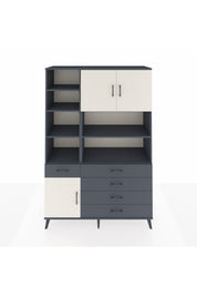 Hyperion Dolap 9 Raflı 5 Çekmeceli 3 Kapaklı 132x44x195 Antrasit-Aytaşı/Antrasit
