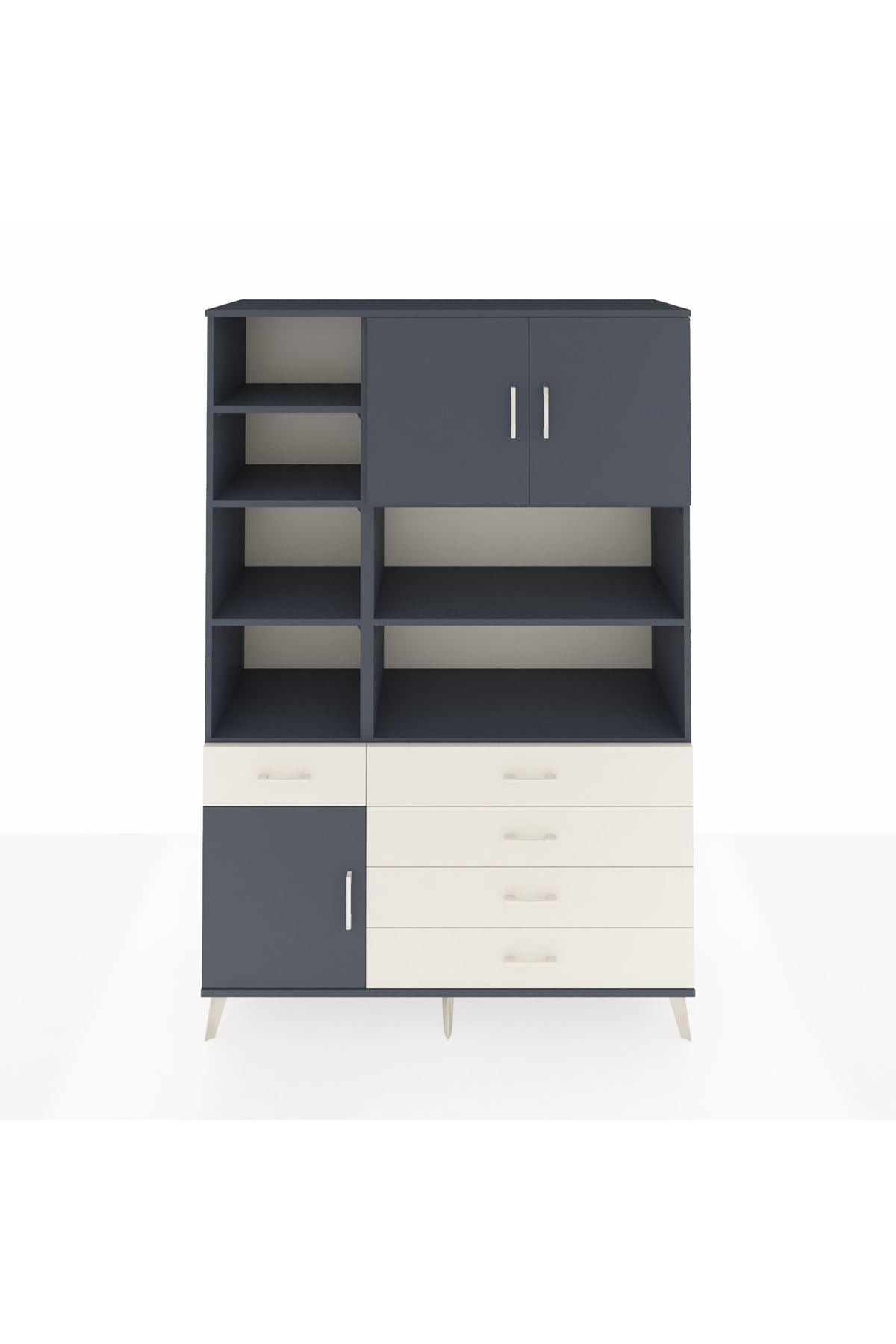 Hyperion Dolap 9 Raflı 5 Çekmeceli 3 Kapaklı 132x44x195 Antrasit-Antrasit/Aytaşı