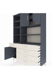 Hyperion Dolap 9 Raflı 5 Çekmeceli 3 Kapaklı 132x44x195 Antrasit-Antrasit/Aytaşı