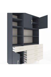 Hyperion Dolap 9 Raflı 5 Çekmeceli 3 Kapaklı 132x44x195 Antrasit-Antrasit/Aytaşı