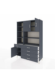 Hyperion Dolap 9 Raflı 5 Çekmeceli 3 Kapaklı 132x44x195 Antrasit-Antrasit/Antrasit