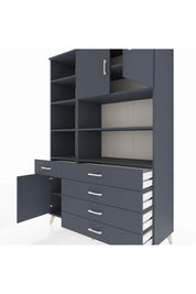 Hyperion Dolap 9 Raflı 5 Çekmeceli 3 Kapaklı 132x44x195 Antrasit-Antrasit/Antrasit