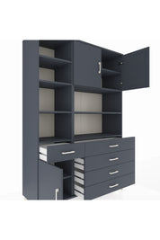 Hyperion Dolap 9 Raflı 5 Çekmeceli 3 Kapaklı 132x44x195 Antrasit-Antrasit/Antrasit