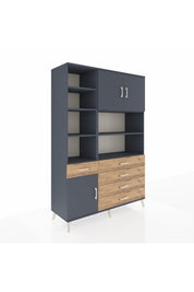 Hyperion Dolap 9 Raflı 5 Çekmeceli 3 Kapaklı 132x44x195 Antrasit-Antrasit/Çam