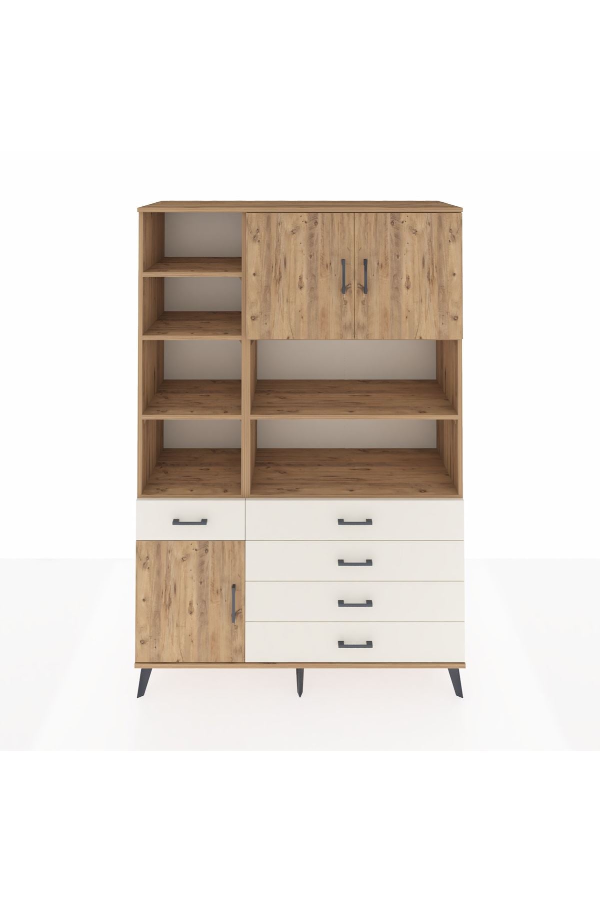 Hyperion Dolap 9 Raflı 5 Çekmeceli 3 Kapaklı 132x44x195 Çam-Çam/Aytaşı