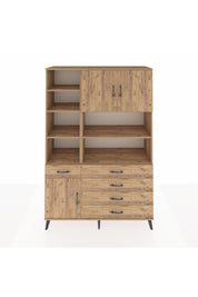 Hyperion Dolap 9 Raflı 5 Çekmeceli 3 Kapaklı 132x44x195 Çam-Çam/Çam