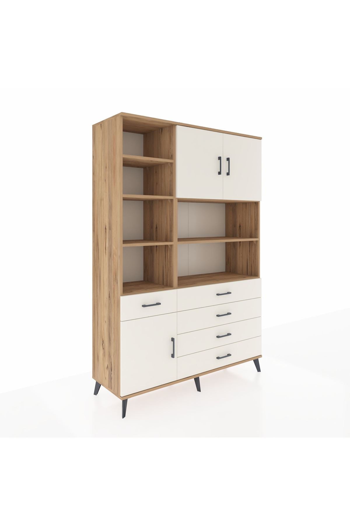 Hyperion Dolap 9 Raflı 5 Çekmeceli 3 Kapaklı 132x44x195 Çam-Aytaşı/Aytaşı