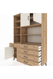 Hyperion Dolap 9 Raflı 5 Çekmeceli 3 Kapaklı 132x44x195 Çam-Aytaşı/Çam