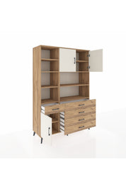 Hyperion Dolap 9 Raflı 5 Çekmeceli 3 Kapaklı 132x44x195 Çam-Aytaşı/Çam