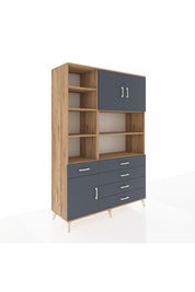 Hyperion Dolap 9 Raflı 5 Çekmeceli 3 Kapaklı 132x44x195 Çam-Antrasit/Antrasit