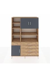 Hyperion Dolap 9 Raflı 5 Çekmeceli 3 Kapaklı 132x44x195 Çam-Antrasit/Çam