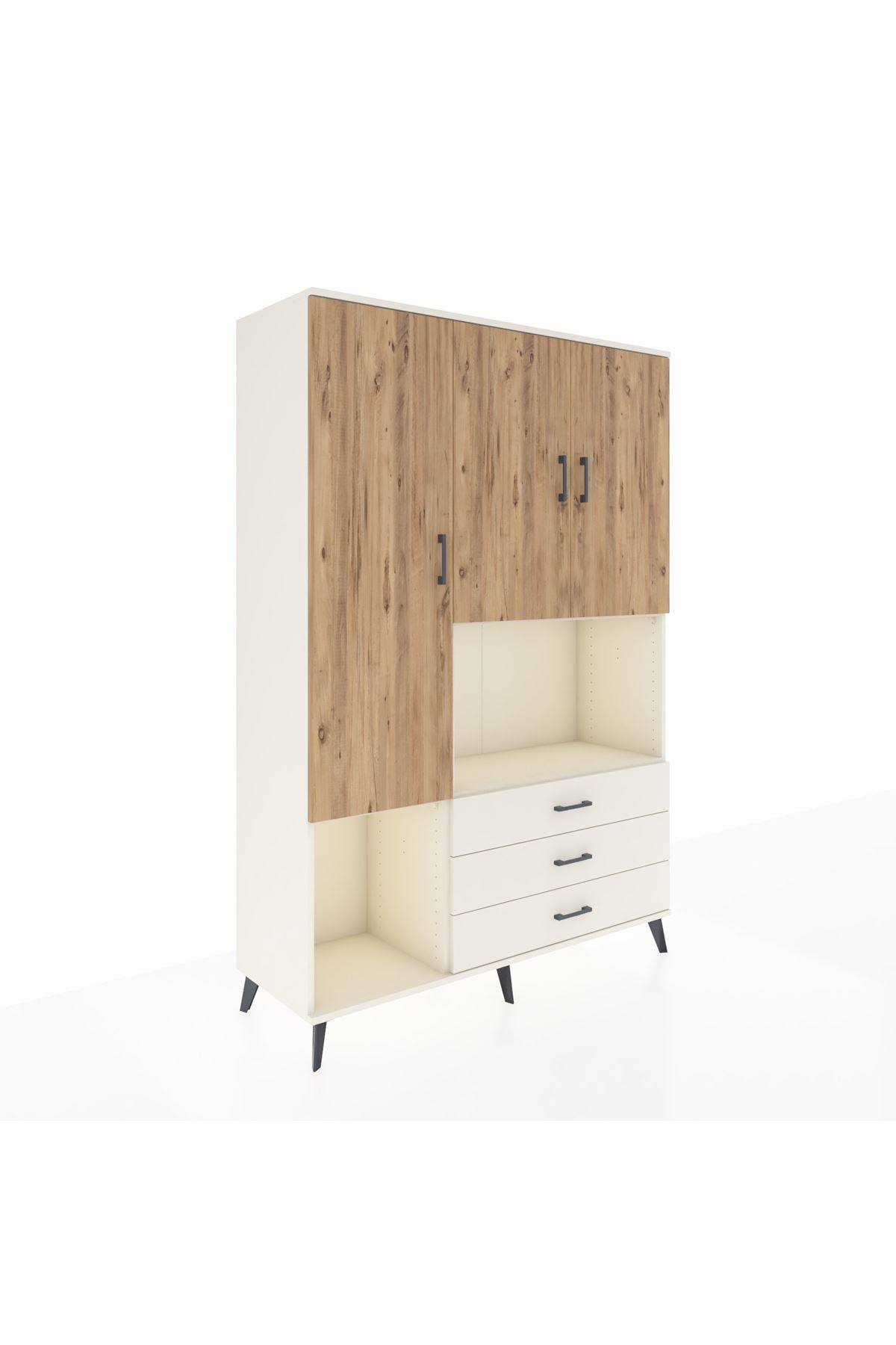 Hyperion Dolap 6 Raflı 3 Çekmeceli 3 Kapaklı 132x44x195 Aytaşı-Çam/Aytaşı