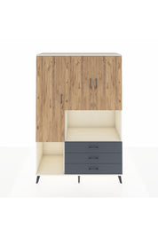 Hyperion Dolap 6 Raflı 3 Çekmeceli 3 Kapaklı 132x44x195 Aytaşı-Çam/Antrasit