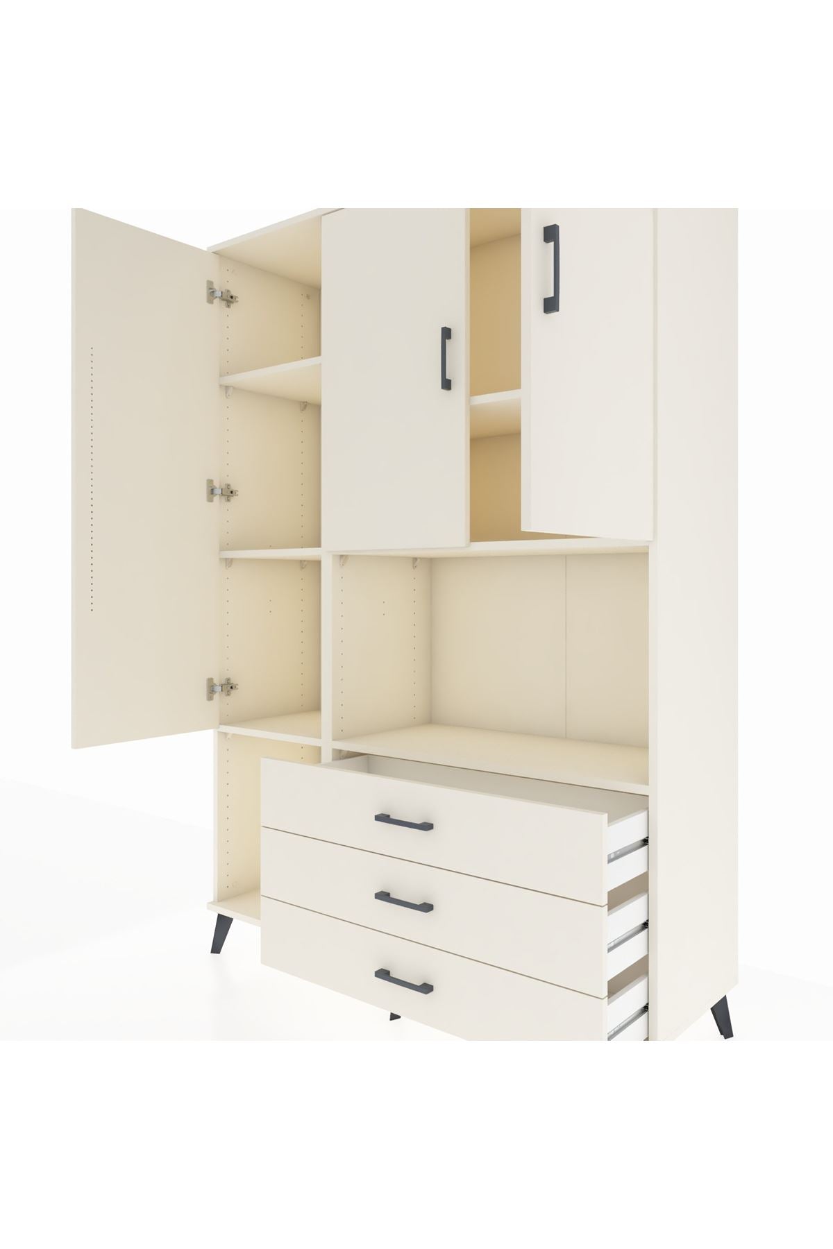 Hyperion Dolap 6 Raflı 3 Çekmeceli 3 Kapaklı 132x44x195 Aytaşı-Aytaşı/Aytaşı