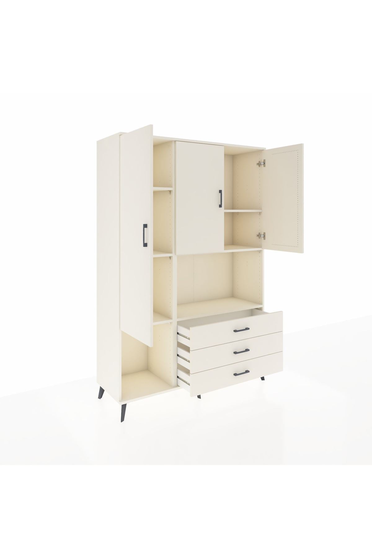 Hyperion Dolap 6 Raflı 3 Çekmeceli 3 Kapaklı 132x44x195 Aytaşı-Aytaşı/Aytaşı