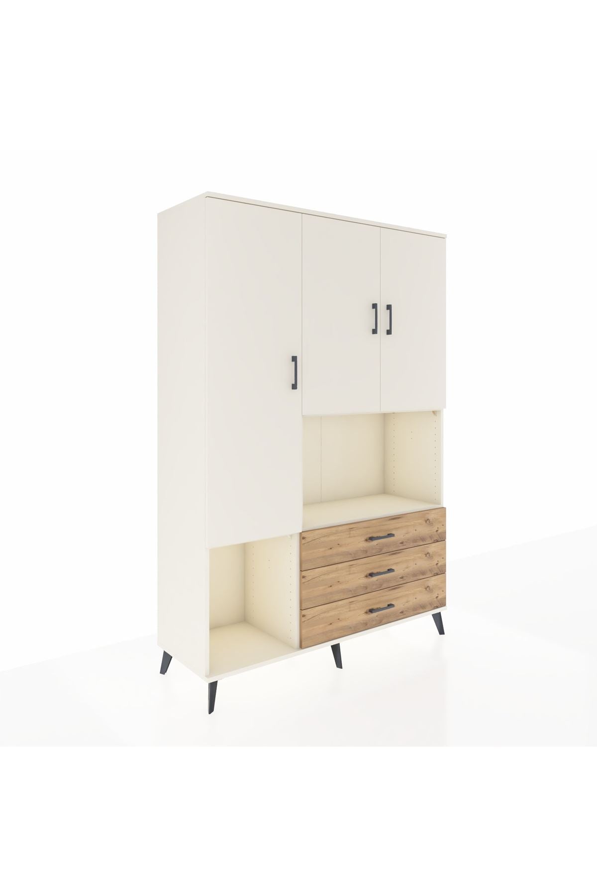 Hyperion Dolap 6 Raflı 3 Çekmeceli 3 Kapaklı 132x44x195 Aytaşı-Aytaşı/Çam