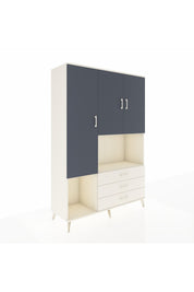 Hyperion Dolap 6 Raflı 3 Çekmeceli 3 Kapaklı 132x44x195 Aytaşı-Antrasit/Aytaşı