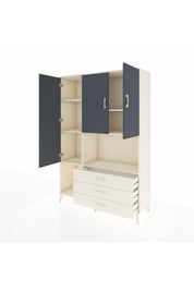 Hyperion Dolap 6 Raflı 3 Çekmeceli 3 Kapaklı 132x44x195 Aytaşı-Antrasit/Aytaşı