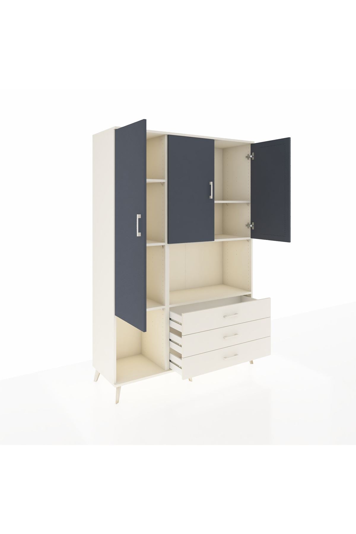 Hyperion Dolap 6 Raflı 3 Çekmeceli 3 Kapaklı 132x44x195 Aytaşı-Antrasit/Aytaşı