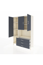 Hyperion Dolap 6 Raflı 3 Çekmeceli 3 Kapaklı 132x44x195 Aytaşı-Antrasit/Antrasit