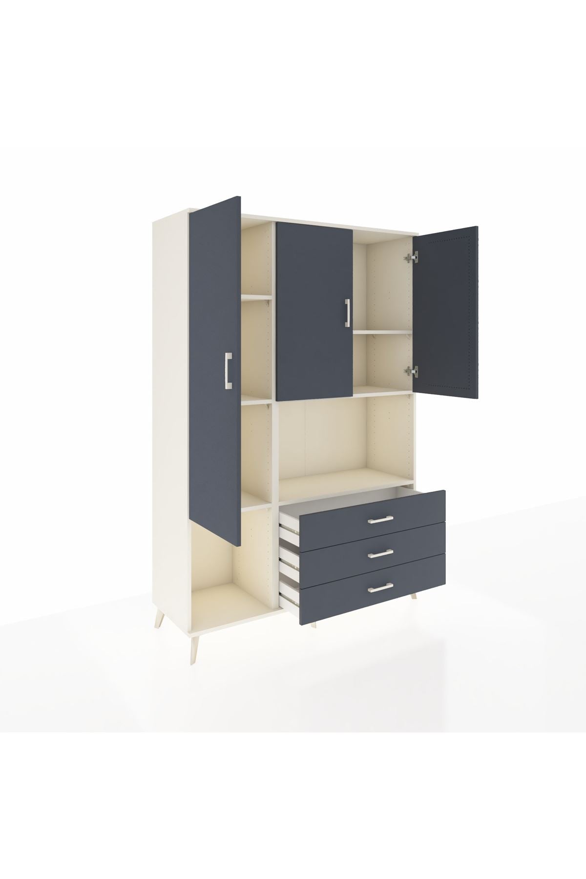 Hyperion Dolap 6 Raflı 3 Çekmeceli 3 Kapaklı 132x44x195 Aytaşı-Antrasit/Antrasit