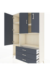 Hyperion Dolap 6 Raflı 3 Çekmeceli 3 Kapaklı 132x44x195 Aytaşı-Antrasit/Antrasit