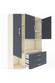 Hyperion Dolap 6 Raflı 3 Çekmeceli 3 Kapaklı 132x44x195 Aytaşı-Antrasit/Antrasit