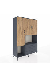 Hyperion Dolap 6 Raflı 3 Çekmeceli 3 Kapaklı 132x44x195 Antrasit-Çam/Antrasit