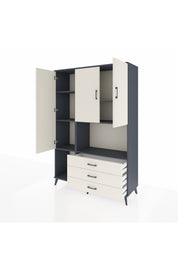 Hyperion Dolap 6 Raflı 3 Çekmeceli 3 Kapaklı 132x44x195 Antrasit-Aytaşı/Aytaşı