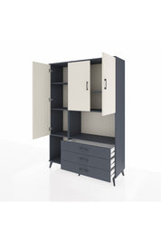 Hyperion Dolap 6 Raflı 3 Çekmeceli 3 Kapaklı 132x44x195 Antrasit-Aytaşı/Antrasit