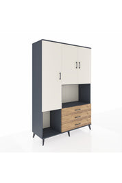 Hyperion Dolap 6 Raflı 3 Çekmeceli 3 Kapaklı 132x44x195 Antrasit-Aytaşı/Çam