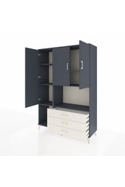 Hyperion Dolap 6 Raflı 3 Çekmeceli 3 Kapaklı 132x44x195 Antrasit-Antrasit/Aytaşı