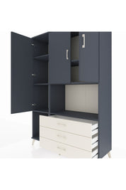 Hyperion Dolap 6 Raflı 3 Çekmeceli 3 Kapaklı 132x44x195 Antrasit-Antrasit/Aytaşı