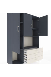 Hyperion Dolap 6 Raflı 3 Çekmeceli 3 Kapaklı 132x44x195 Antrasit-Antrasit/Aytaşı