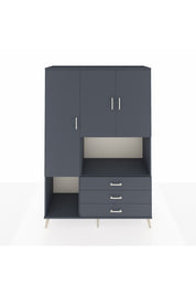 Hyperion Dolap 6 Raflı 3 Çekmeceli 3 Kapaklı 132x44x195 Antrasit-Antrasit/Antrasit