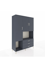 Hyperion Dolap 6 Raflı 3 Çekmeceli 3 Kapaklı 132x44x195 Antrasit-Antrasit/Antrasit