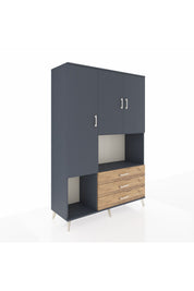 Hyperion Dolap 6 Raflı 3 Çekmeceli 3 Kapaklı 132x44x195 Antrasit-Antrasit/Çam