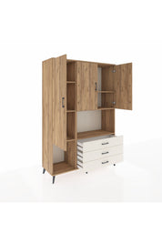 Hyperion Dolap 6 Raflı 3 Çekmeceli 3 Kapaklı 132x44x195 Çam-Çam/Aytaşı