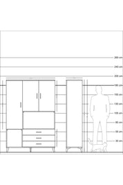 Hyperion Dolap 6 Raflı 3 Çekmeceli 3 Kapaklı 132x44x195 Çam-Çam/Aytaşı