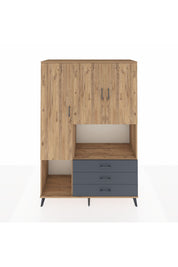 Hyperion Dolap 6 Raflı 3 Çekmeceli 3 Kapaklı 132x44x195 Çam-Çam/Antrasit