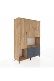 Hyperion Dolap 6 Raflı 3 Çekmeceli 3 Kapaklı 132x44x195 Çam-Çam/Antrasit