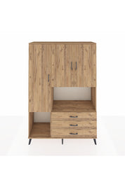 Hyperion Dolap 6 Raflı 3 Çekmeceli 3 Kapaklı 132x44x195 Çam-Çam/Çam