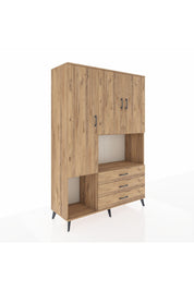 Hyperion Dolap 6 Raflı 3 Çekmeceli 3 Kapaklı 132x44x195 Çam-Çam/Çam
