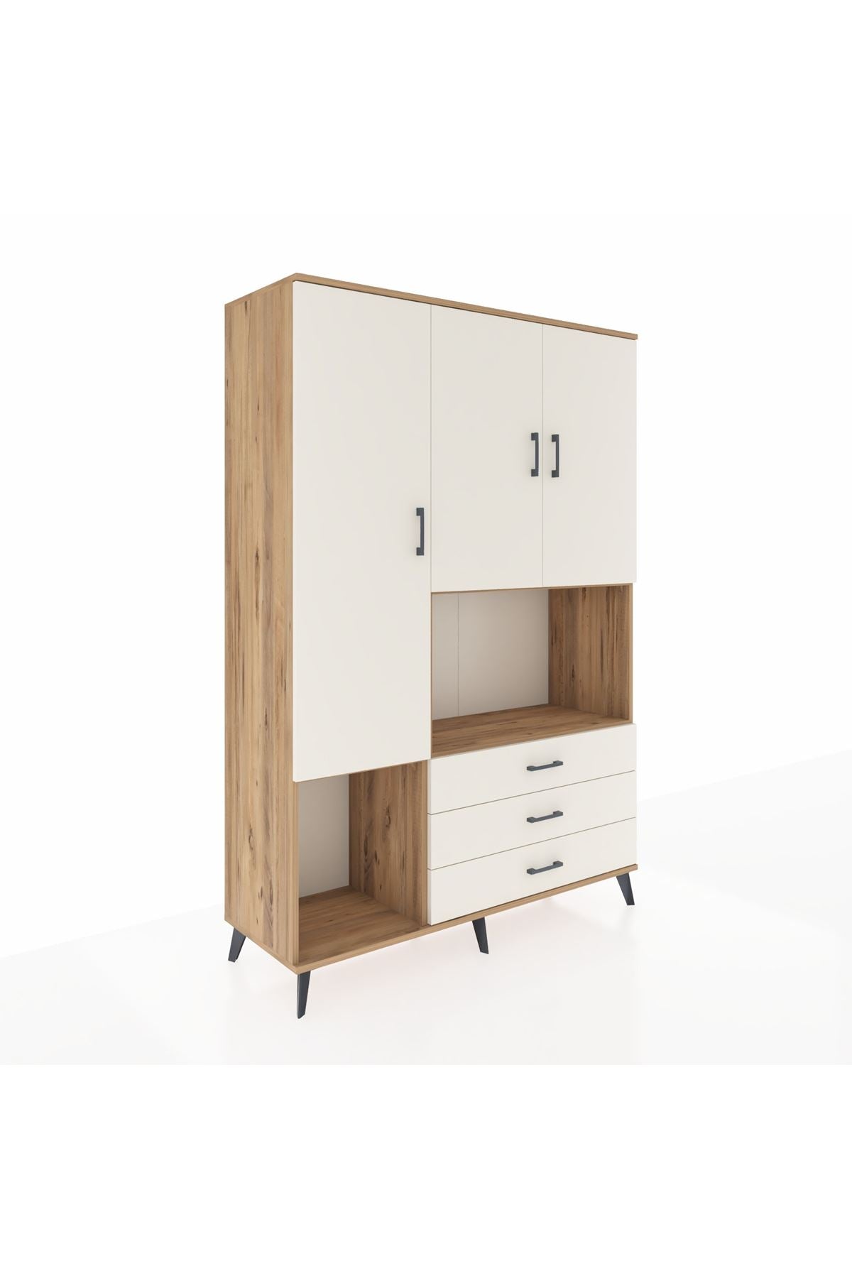 Hyperion Dolap 6 Raflı 3 Çekmeceli 3 Kapaklı 132x44x195 Çam-Aytaşı/Aytaşı