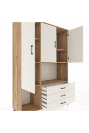 Hyperion Dolap 6 Raflı 3 Çekmeceli 3 Kapaklı 132x44x195 Çam-Aytaşı/Aytaşı